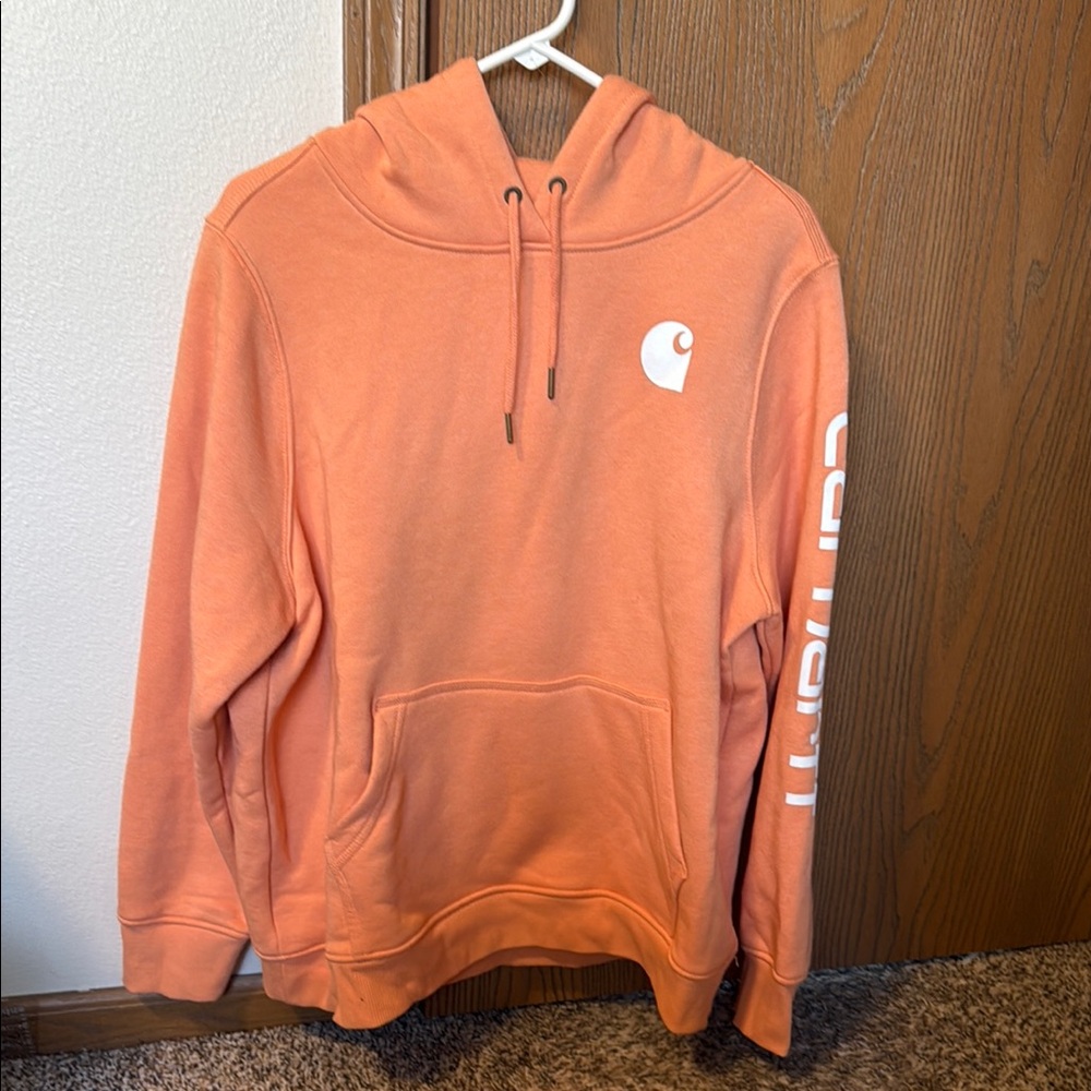 Carhartt Orange Hoodie Sweatshirt with Classic Pullover Design